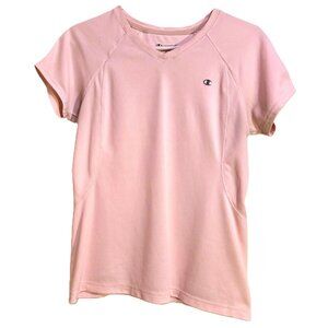CHAMPION Activewear Short Sleeve V-Neck Sports Top Shirt, Pastel Pink Women's M